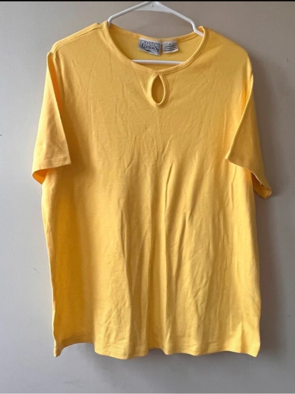 Basic Editions Yellow Short Sleeve Tee with Keyhole Neck